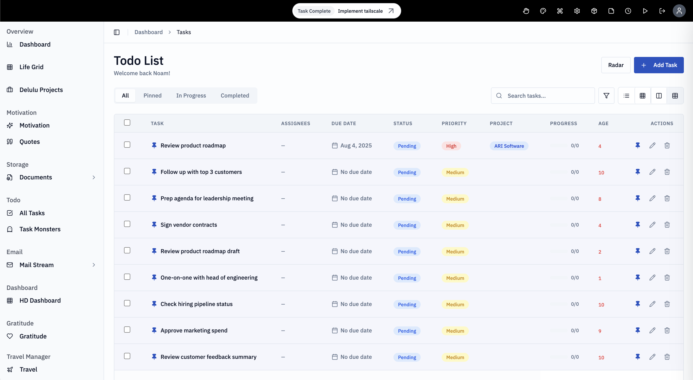ARI tasks module